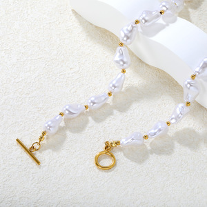 Conjunto de collar y pulsera de perlas irregulares barrocas para mujer, 45cm, 18+3cm, joyería de perlas de agua dulce, estilo francés vintage - Product Image 3