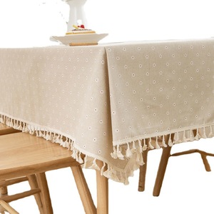 Cotton Linen <b>Tablecloth</b> Printed <b>Square</b> Washable Home Decor Nordic Style Cat Pattern Tassel Edge Dining Table Cover - Product Image 5