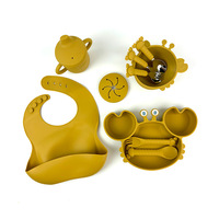 Ensemble de repas en silicone pour bébé, facile à nettoyer, ensemble de 10 assiettes de crabe pour enfants, ensemble de vaisselle pour tout-petits