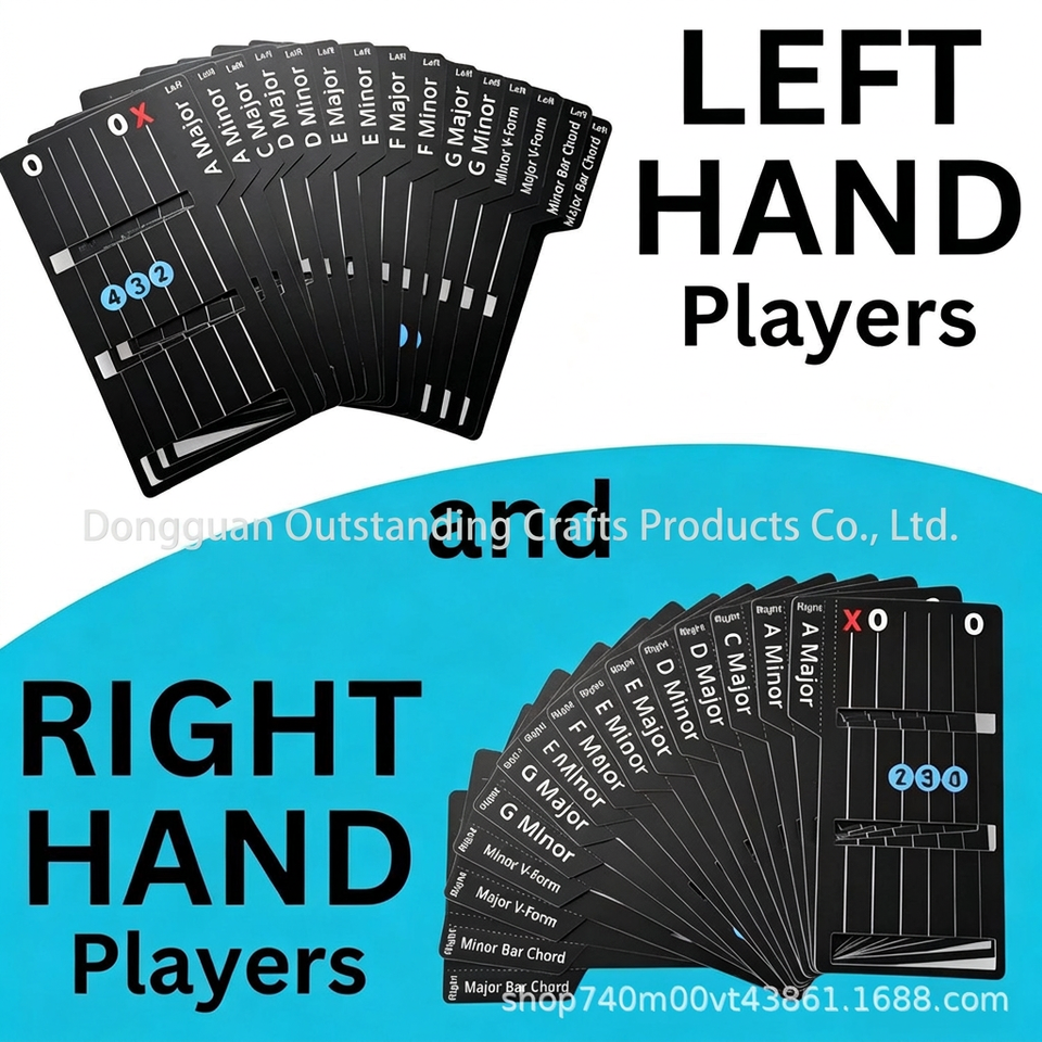 Guitar Chord Cards Beginner Fretboard Study Deck Music Learning Cards ...