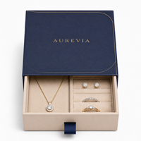 Boîte cadeau de luxe en papier rigide pour bijoux, avec insert en velours et ruban, pour colliers, bagues et boucles d'oreilles - Vente en gros