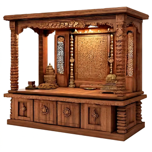 Best Pooja Room <b>Mandir</b> Exquisite Designs Teak Wood Home Decor Customized Size Modern Style Personalized Color OEM Available SEA - Product Image 1