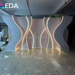 Décor de scène de mariage LEDA en PVC avec fond ondulé en acrylique, support pour événements, fournitures de fête, décorations - Product Image 2