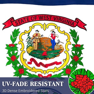 Bandera del estado de Virginia Occidental de Estados Unidos, personalizada de fábrica, 3x5 pies, de alta resistencia, bordada y cosida, con cabecera de lona de nailon 210D y ojales de latón. - Product Image 3