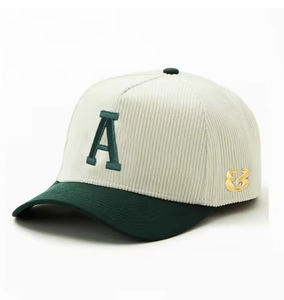 Gorras de Béisbol de Pana de 5 Paneles Unisex de Alta Calidad Aung Crown, Gorras de Béisbol con Visera Curva de Dos Tonos y Logotipo Bordado Personalizado - Product Image 3