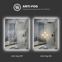 Miroir de salle de bain moderne anti-buée intelligent personnalisé 3 couleurs d'éclairage avec écran tactile rétroéclairé avec éclairage LED