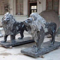 Garden Decoration Hand-carved Beige Large Animal Natural Stone Sculpture Granite Marble Lion Statues for Sale
