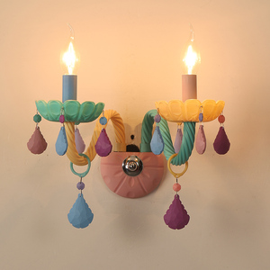 Pastel Color LED Luxury Modern European <strong>Wall</strong> <strong>Light</strong> with Fabric Shade for <strong>Nursery</strong> Bedroom Living Room Soft Tone Interior Lighting - Product Image 4