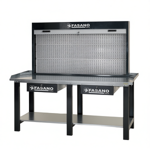 Fasano Tools Steel Workbench With Pegboard Back Panel And <b>Storage</b> Drawers For <b>Workshop</b> Use - Product Image 2