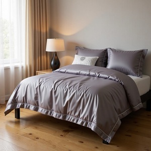 <b>Double</b> Ply Egyptian Cotton Four Piece Bedding Set 100 Count Long Staple Cotton Solid Color Breathable Home Use - Product Image 1