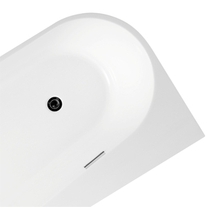 Bañera en Forma de D que Ahorra Espacio, Colocada Contra la Pared |   Bañera Acrílica Moderna Independiente de 1.7m con Diseño de Respaldo Plano para un Baño Pequeño y Eficiente - Product Image 6