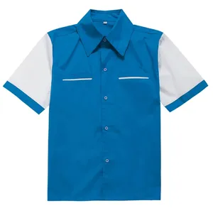 Camisa de satén con Logo personalizado para hombre, camisa holgada masculina de manga corta informal con diseño de Bowling
