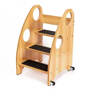 Идеальный стул для ванной и кухни, детский стул, деревянный стул для малышей, кухонный помощник с колесами и ручками