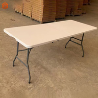 Table pliante en plastique blanc avec pieds en métal, portable, pour extérieur, jardin, fête, mariage, banquet, pique-nique, restauration, maison, vente en gros