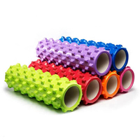 Rouleaux de mousse de yoga en EVA+PVC écologiques, haute densité, 45 cm, rigides, à rainures, rouge rose, avec logo et couleurs personnalisables