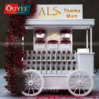 Kiosque à glaces pliable Ouyee Factory, stand de centre commercial, chariot de fleurs lumineux à LED, chariot à bonbons doré, garantie 3 ans pour l'affichage