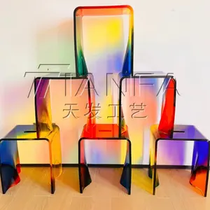 Modern Crystal Clear Acrylic Bench Stool Plexiglass Furniture Chair Stool Ottoman Ottoman Stool