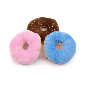 Fábrica especializada em comida de bolo de donut colorido personalizado para animais de estimação, brinquedo de pelúcia para cães, brinquedo para roer os dentes