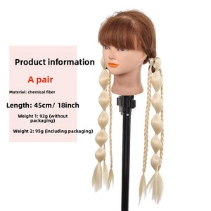 2 paires de tresses torsadées longues en fibre haute température, style queue de cheval, accessoires capillaires, double trame machine - Product Image 5