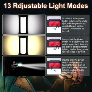 IP66 không thấm nước LED sạc khẩn cấp 6000mAh năng lượng mặt trời cắm trại đèn lồng 13 chế độ ánh sáng ngoài trời đèn pin năng lượng mặt trời lũ đèn - Product Image 6