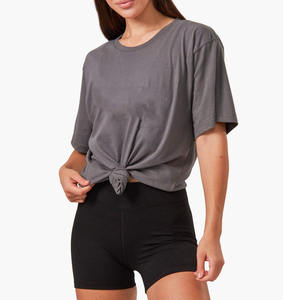 Camisetas de mujer con logotipo personalizado al por mayor, camisetas de cuello redondo de manga corta de algodón puro cómodas sueltas de gran tamaño, camisetas - Product Image 2