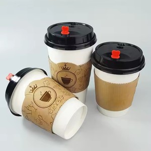 Manchon en carton ondulé pour gobelet à café, personnalisé avec logo imprimé, support jetable isolant thermiquement pour boissons chaudes, idéal pour café à emporter - Product Image 2