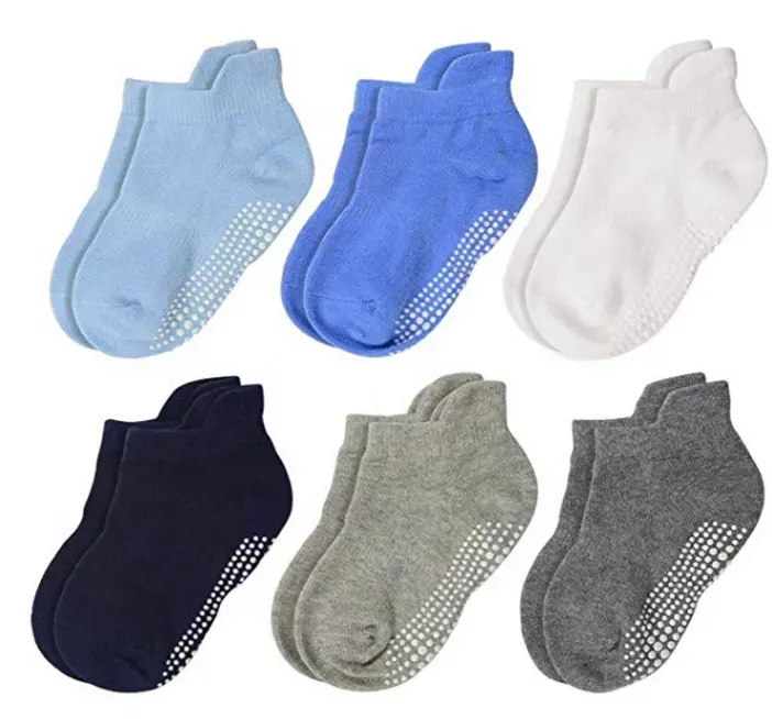 6 Pack Non Slip Toddler Grip Ankle Anti Skid Cotton Baby Socks Custom Antislip Baby Socks For Kids