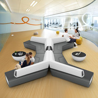 Ensemble de bureau créatif, canapé de réception en cuir anti-taches de forme irrégulière, canapé de bureau