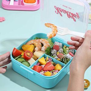 New Flip-Top <b>Microwave</b>-Safe Compartmentalized Lunch Box with Cutlery Student Portable Stripes Design for Cafeteria & Office Use - Product Image 5