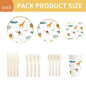 DAMAI - Vajilla de Papel con Temática de Animales, Osos, Jirafas y Leones, para Fiestas de Cumpleaños Infantiles, Juego de Platos y Vasos de Papel - Product Image 2