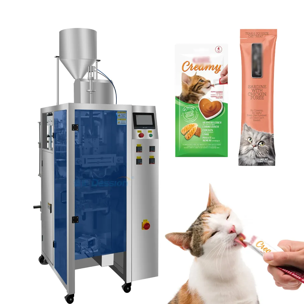 Gözyaşı kolay poşet sıvı dikey paketleme makinesi kedi tedavi evcil hayvan atıştırmalığı gıda otomatik paketleme makinesi fiyat