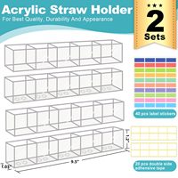 Support à pailles en acrylique réutilisable de 9,5 pouces, lot de 2, pour portes d'armoires, petit rangement de cuisine