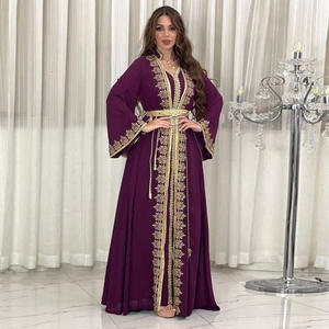 Robe de luxe pour femmes musulmanes, style Dubaï, Moyen-Orient, brodée de perles et de sequins, robe islamique pour femmes - Product Image 3