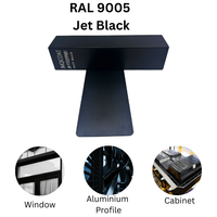 Peinture en poudre polyester haute performance RAL 9005 Jet Black, semi-mate, texture sable, résistance aux intempéries pour fenêtres extérieures, durable