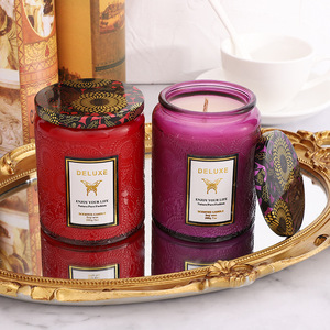 Vela de cera de soja aromática hecha a mano, de alta gama, para regalo, sin humo, a prueba de viento, para emergencias, con relieve. - Product Image 3