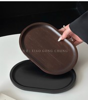 Plateau ovale simple en bois pour desserts, gâteaux, collations, thé, organiseur de tasses, plateau de café