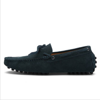 Sandal Pria Kasual Musim Gugur, Sandal Pria Flat Moccasin Kulit Sapi Suede Kasual Mengemudi Perahu Busa Memori Musim Gugur