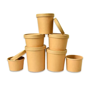 Qualité garantie bols en papier de soupe chaude jetables personnalisés avec couvercles et gobelets en papier kraft pour une utilisation en fête - Product Image 1