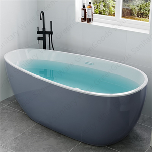 Baignoire ovale en acrylique sans cadre, de salle de bain écologique, en forme d'ellipse, <span class=keywords><strong>autoporte</strong></span>, nouvelle collection - Product Image 2