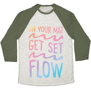 On Your <b>Mat</b> Get Set Flow Yoga Unisex Tri-Blend Baseball Tee - Product Image 3