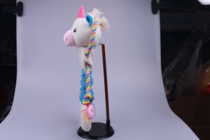 Juguete interactivo para perros 4 en 1-Estilo unicornio: papel arrugado + chirriador + banda elástica + cuerda de algodón, compañero de juegos para mascotas - Product Image 4