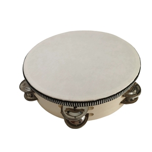 Wholesale Natural Wood Double Row Tambourine <b>Drum</b> With Black White Ribbon Edge Orff Percussion Instrument For Teaching - Product Image 2