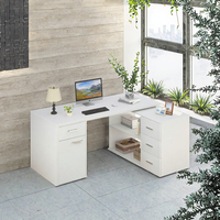 Bureau d'angle modulaire en bois moderne et durable pour ordinateur, avec 3 tiroirs, design en forme de I, pour cadre dirigeant