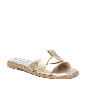 Sandalias Planas para Mujer Refresh, Doradas Metálicas con Tiras Cruzadas, Estilo Slip-On, Zapatos de Verano - Product Image 1