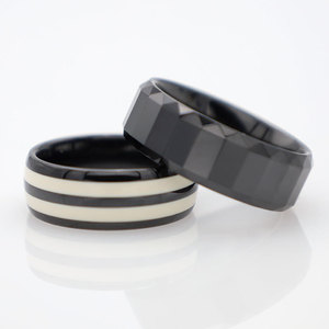 Men's <b>Titanium</b> Steel <b>Ring</b> Geometric Pattern Black White Stripes Fashion Jewelry Gift - Product Image 2