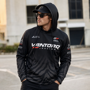 Sweat-shirt entièrement sublimé Pit Crew noir gris imprimé tigre pour homme, vêtements d'équipe de sport automobile - Product Image 1