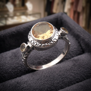 High Quality Faceted <b>Citrine</b> Gemstone 925 Sterling Silver Unisex Wedding Anniversary <b>Ring</b> - Product Image 3