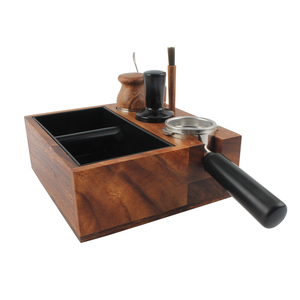 Large Espresso Knock Box and Tamping <b>Station</b>, Solid Wood Espresso Accessories Organizer Box - Product Image 1