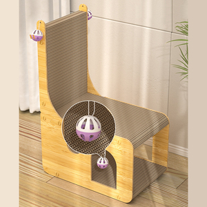 Vente en gros OEM/ODM : Griffoir pour animaux de compagnie en carton ondulé avec herbe à chat, mobilier de nid en forme de maison - Product Image 3