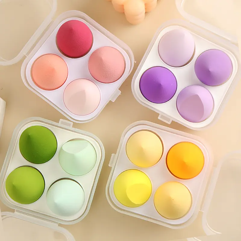 4 Pcs Ultra Soft Makeup Sponge Beauty Blender Set Eco Makeup Tool Cosmetic Makeup Egg Flawless for Cream, Powder and Liquid